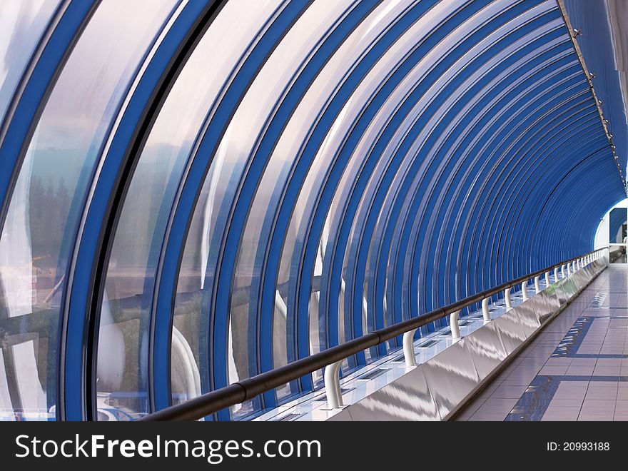 Glass corridor in office centre