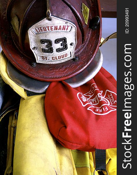 Firefighter gear hanging and ready to go