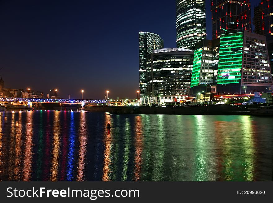 Skyscrapers International Business Center (City) at night, Moscow, Russia. Skyscrapers International Business Center (City) at night, Moscow, Russia