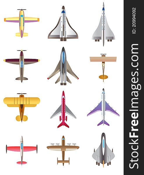 Different airplanes icons - vector illustration