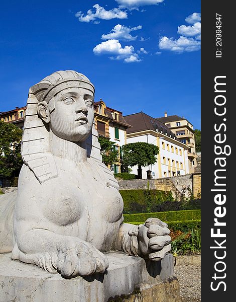 Old sphinx in the city of Neuchatel, Switzerland