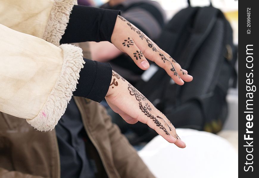 Beautiful henna design on hands. Beautiful henna design on hands