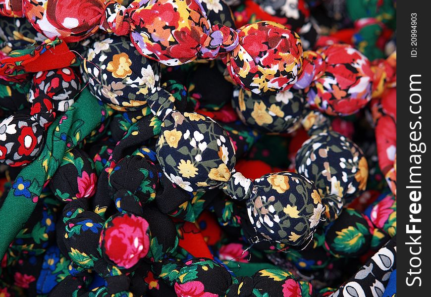 Ethnic necklaces at the village market, Poland