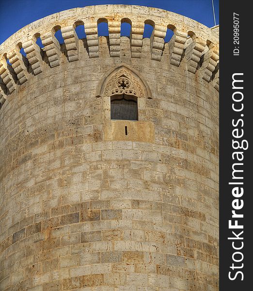 Detail of the Tower of the castle of shoot them at fountains valdepero, palencia, Spain. Detail of the Tower of the castle of shoot them at fountains valdepero, palencia, Spain