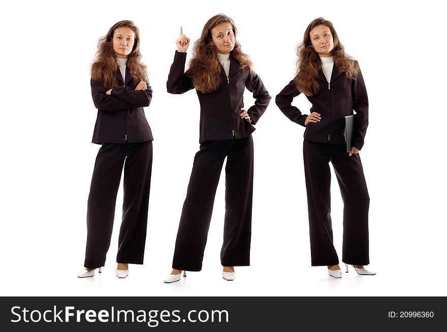 Positive confident businesswoman expressions. on white background. Positive confident businesswoman expressions. on white background.