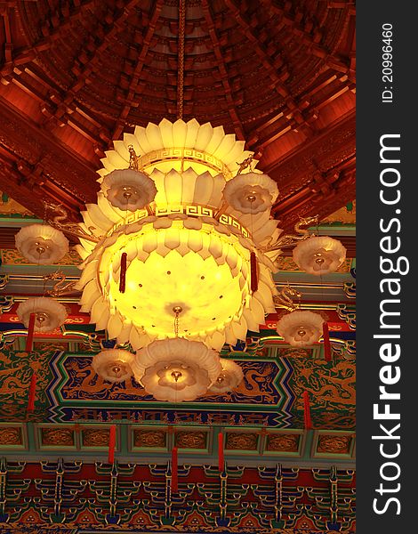 Ceiling light decorated in church at Chinese Temple, Thailand