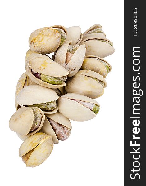 Pile of pistachios isolated on a white background. Pile of pistachios isolated on a white background.