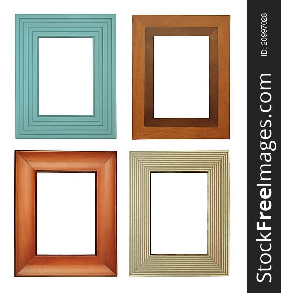 Four picture frames isolated on white background