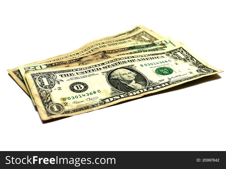 Dollars still life photo with white background. Dollars still life photo with white background
