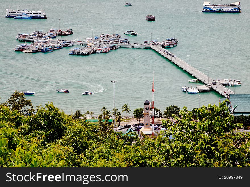 Port of pattaya in the gulf of thailand