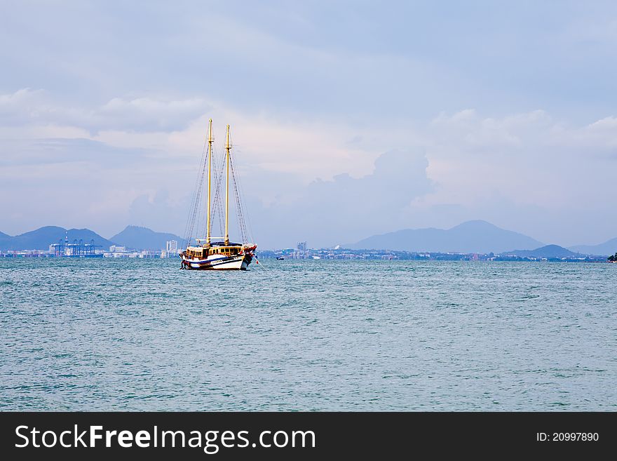 Luxury yacht in pattaya sea, thailand