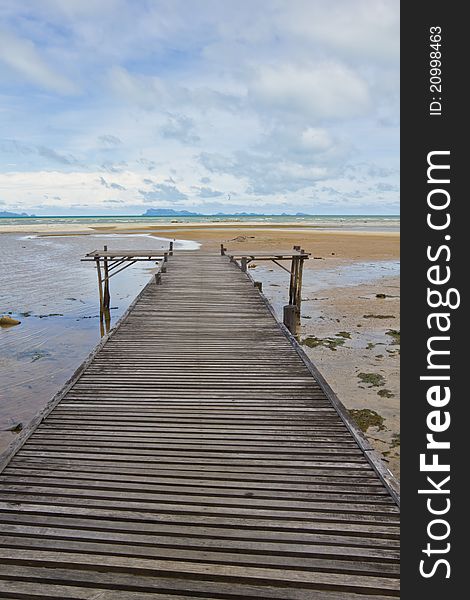 Wood Pier On Sea