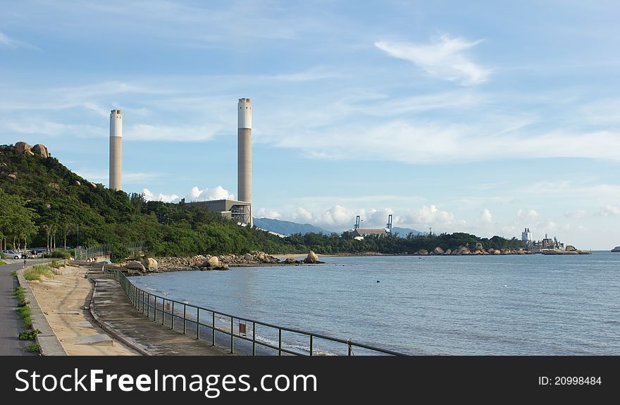 Power Station generating energy which far away from city