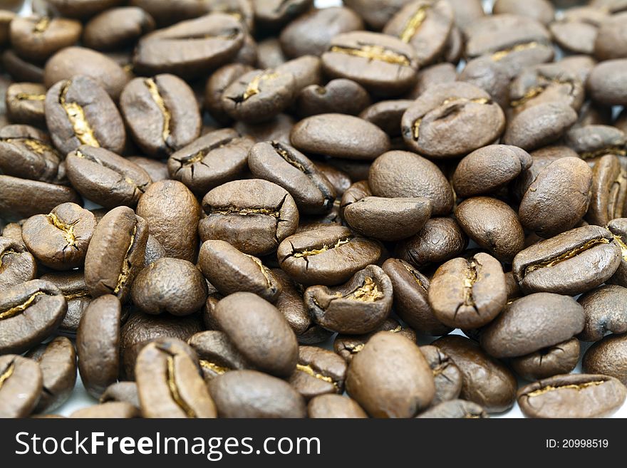 Background of fried coffee beans