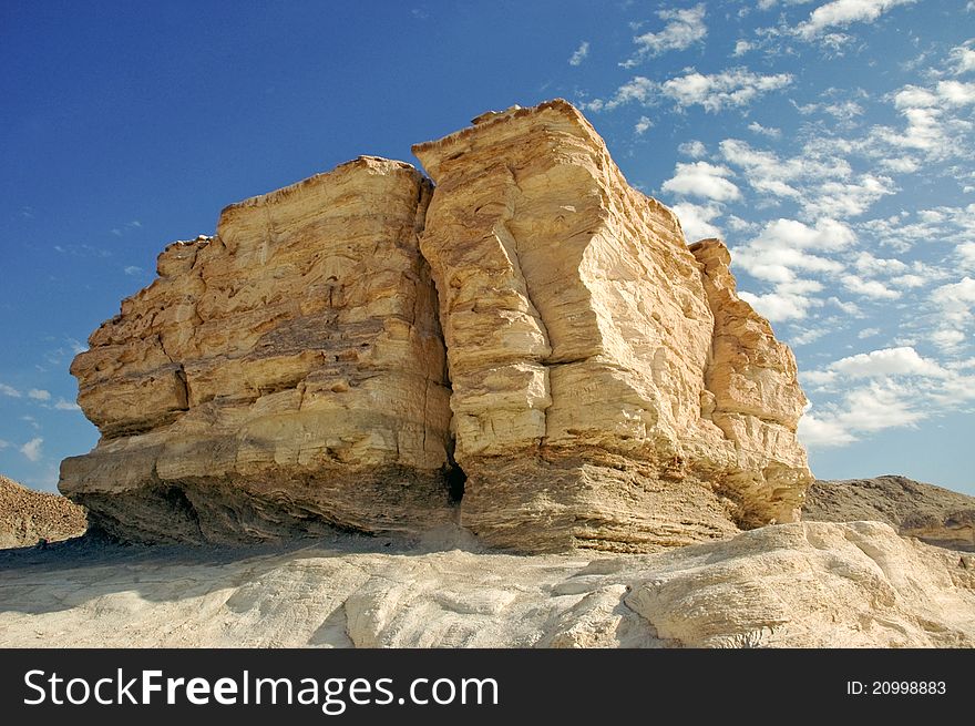 A solitary rock in the desert of the Negev, Israel. A solitary rock in the desert of the Negev, Israel