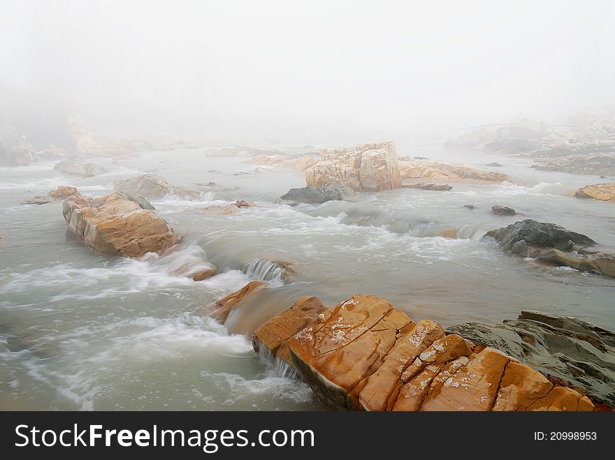 Fog In Winter Over The Stream