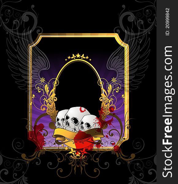 Skulls and abstract design frame. Skulls and abstract design frame