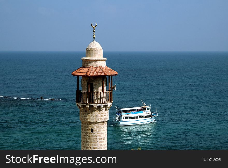 Moslem minaret on the seashore