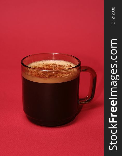 Cup of coffee on red background. Cup of coffee on red background