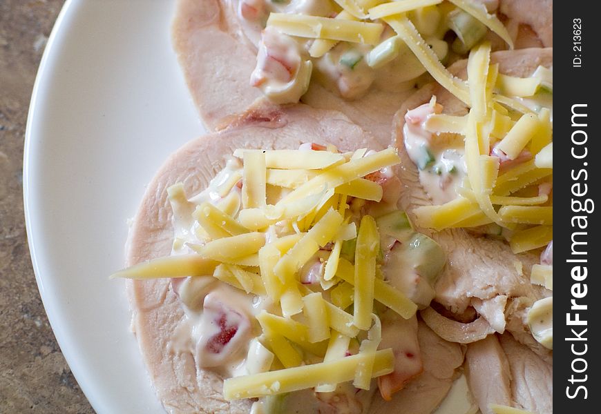 Healthy light lunch. Turkey breast, salad and cheese. Healthy light lunch. Turkey breast, salad and cheese.