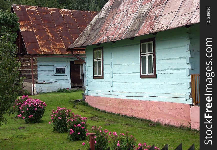 Blue-painted Cottages