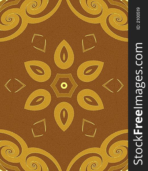 Floral Pattern In Gold Brown