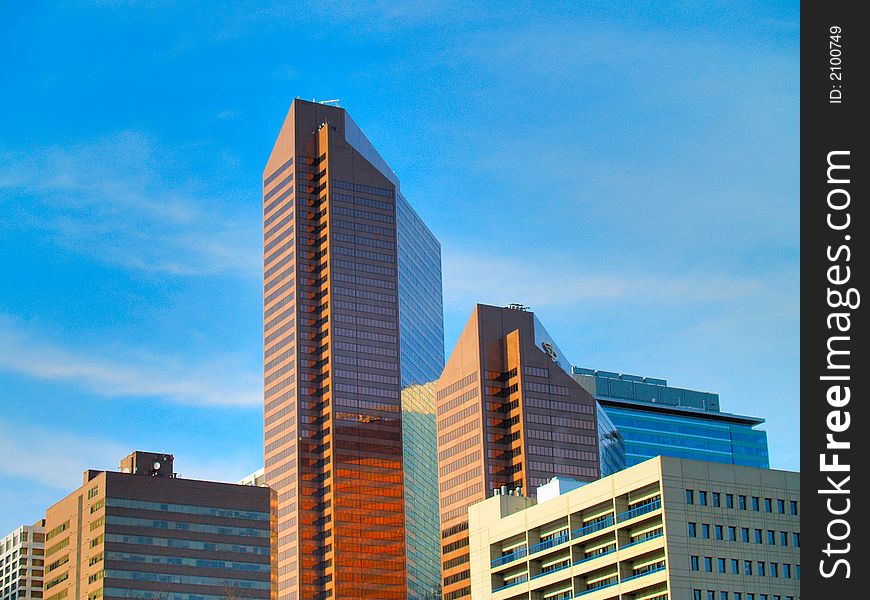 Downtown buildings in a sunny day. Downtown buildings in a sunny day