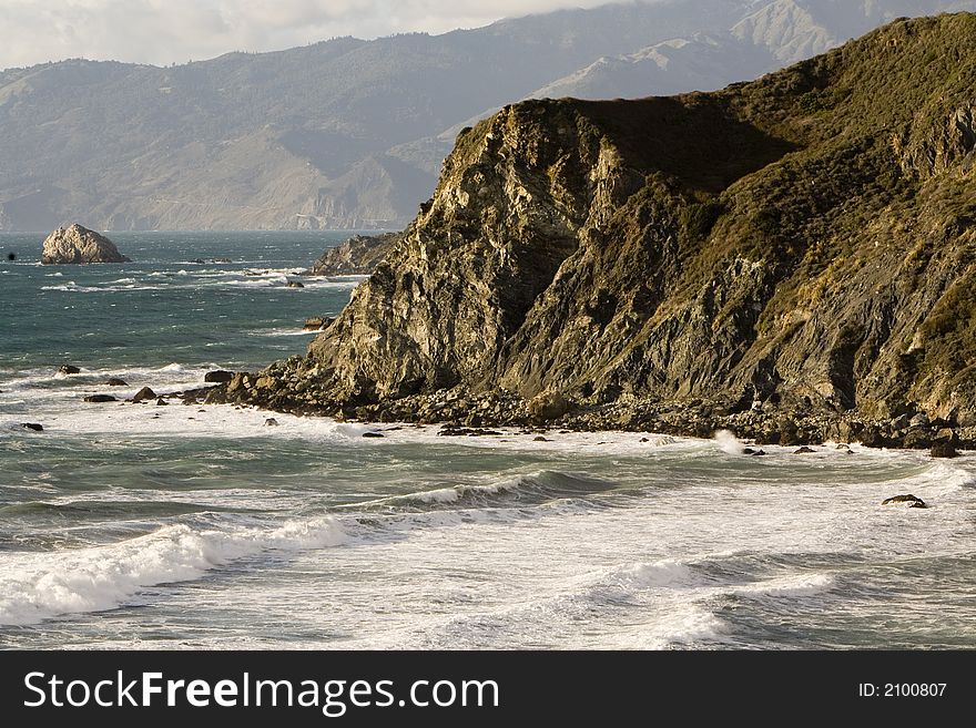 Shot of waves carashing in the late afternoon on California's Big Sur Coast. Shot of waves carashing in the late afternoon on California's Big Sur Coast.