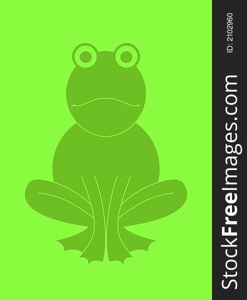 Illustration of a green frog on a green background. Illustration of a green frog on a green background