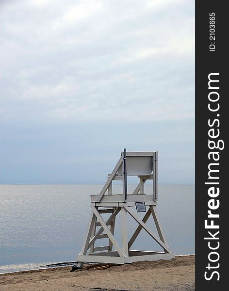 Lifeguard chair on a deserted beach