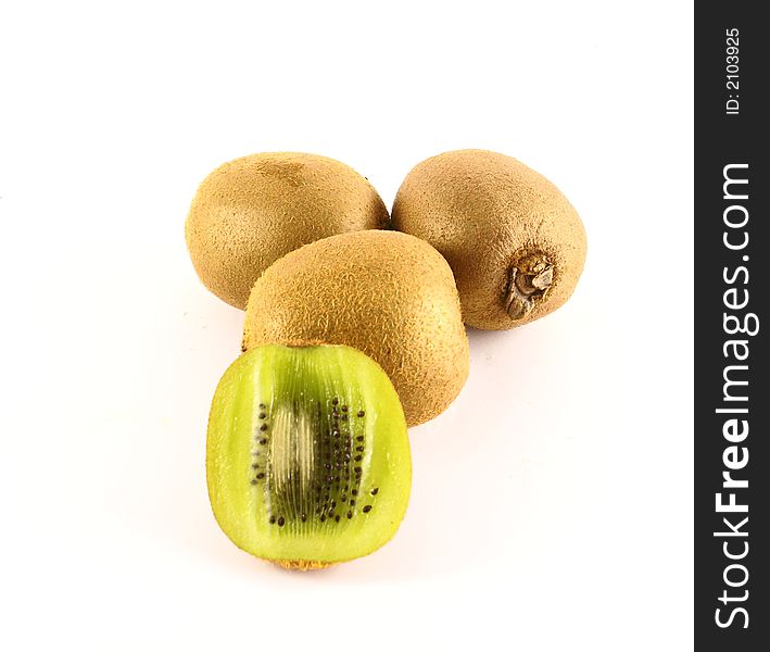 Close up photo of kiwi fruits isolated on white