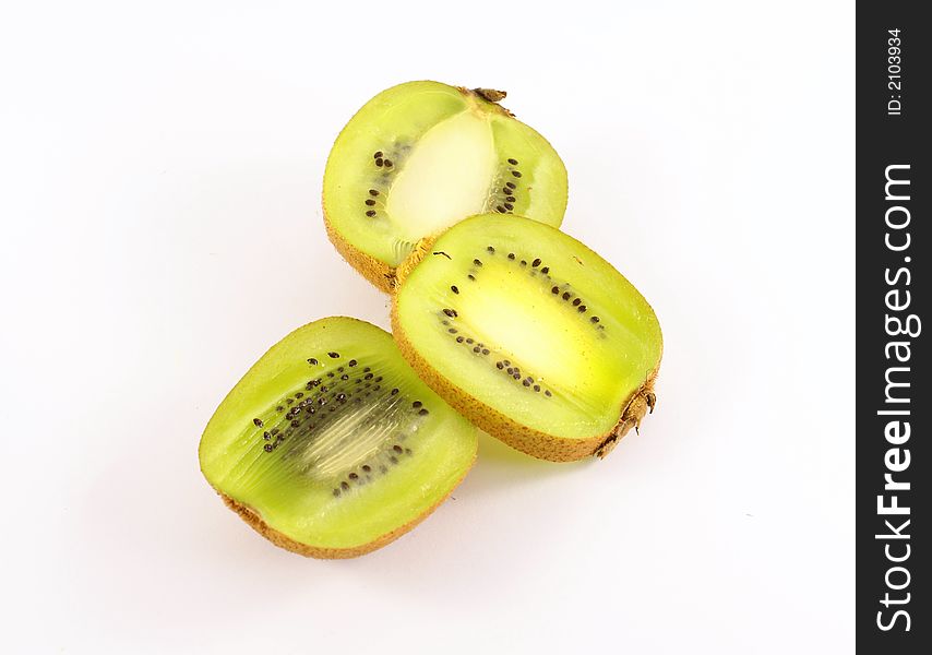 Close up photo of kiwi fruits isolated on white