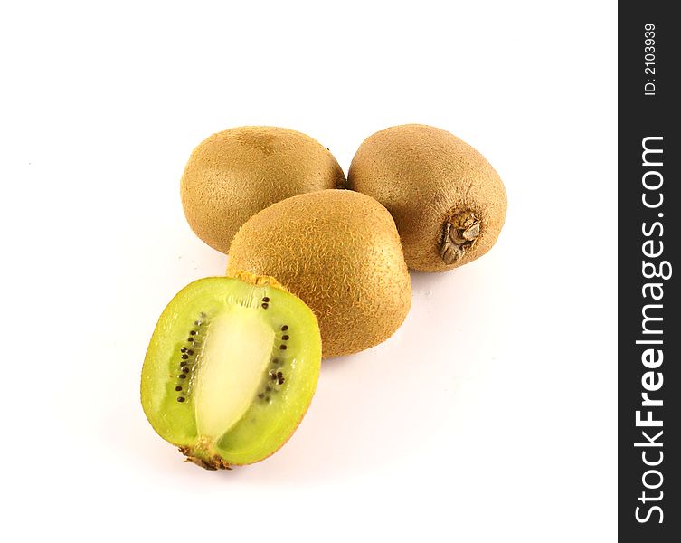 Close up photo of kiwi fruits isolated on white