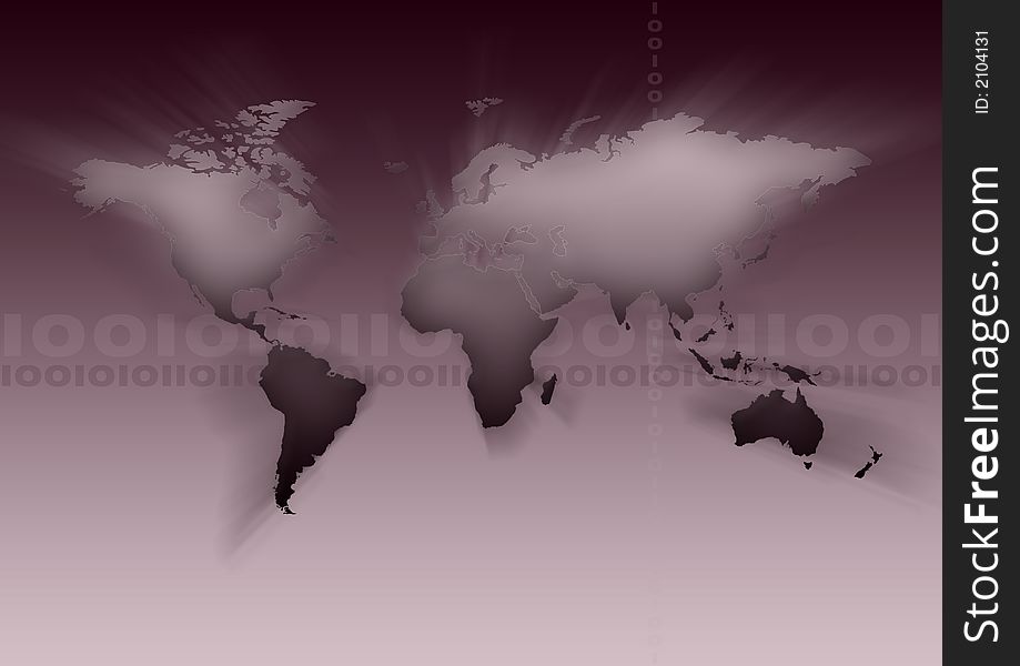 Map of the world in front of gradient background. Map of the world in front of gradient background.