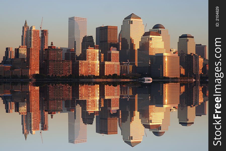 Lower Manhattan at sunset