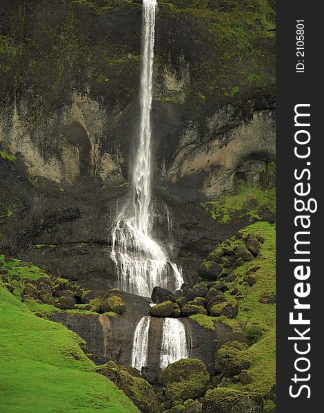 Tall Icelandic waterfall