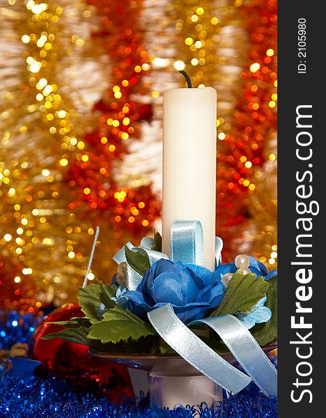 Christmas candle, light and christmas attributes