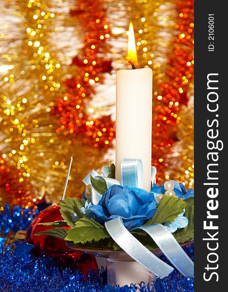 Christmas candle, light and christmas attributes