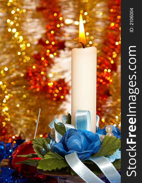 Christmas candle, light and christmas attributes