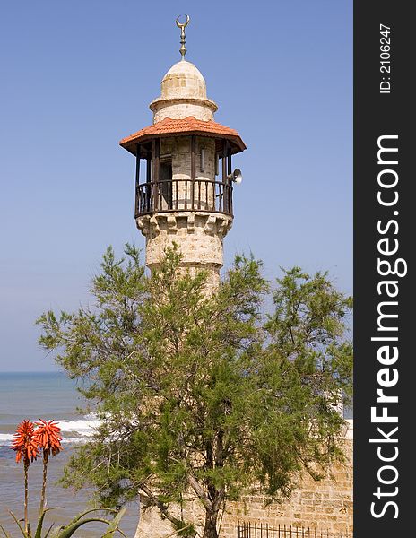 Mosque in Jaffa by the sea.