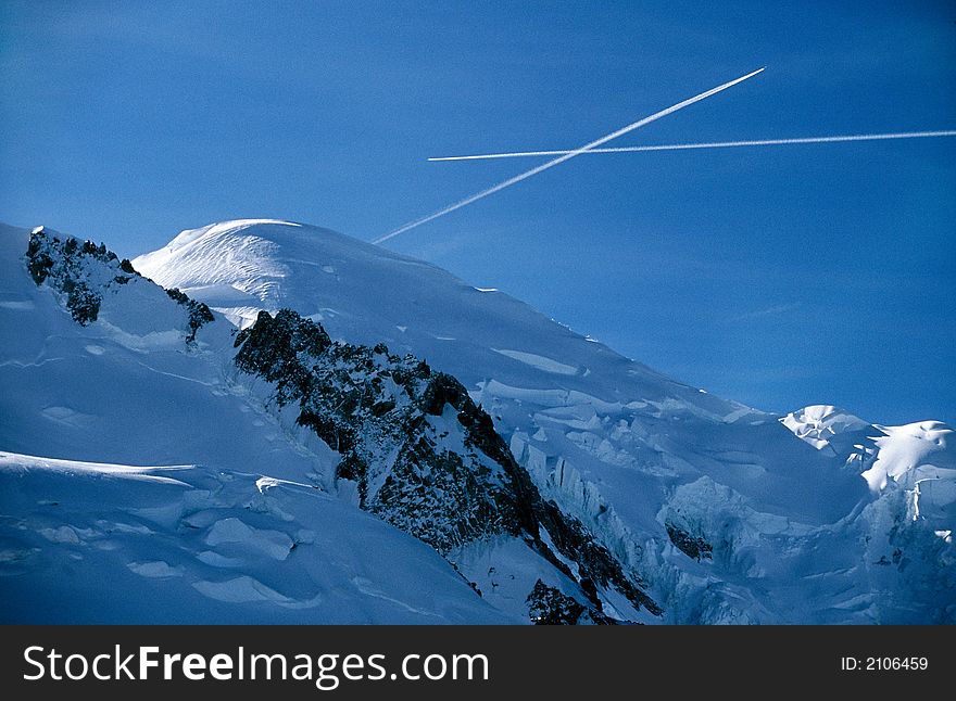 Type of top Mont Blanc from a height 3400 m. Type of top Mont Blanc from a height 3400 m.