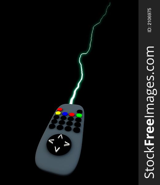 A image of a television remote control with added lightning effect. A image of a television remote control with added lightning effect.