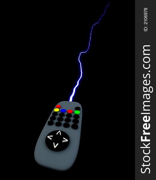 A image of a television remote control with added lightning effect. A image of a television remote control with added lightning effect.