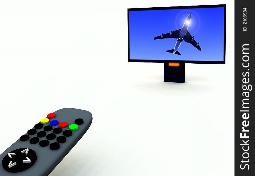 A image of a television remote control with a travel program on. A image of a television remote control with a travel program on.