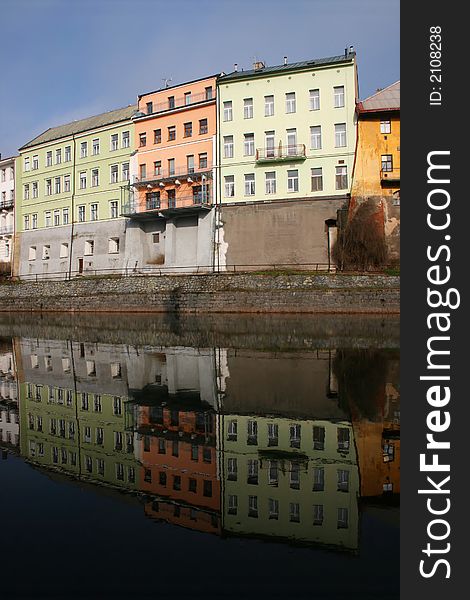 Colour houses and the river in the town