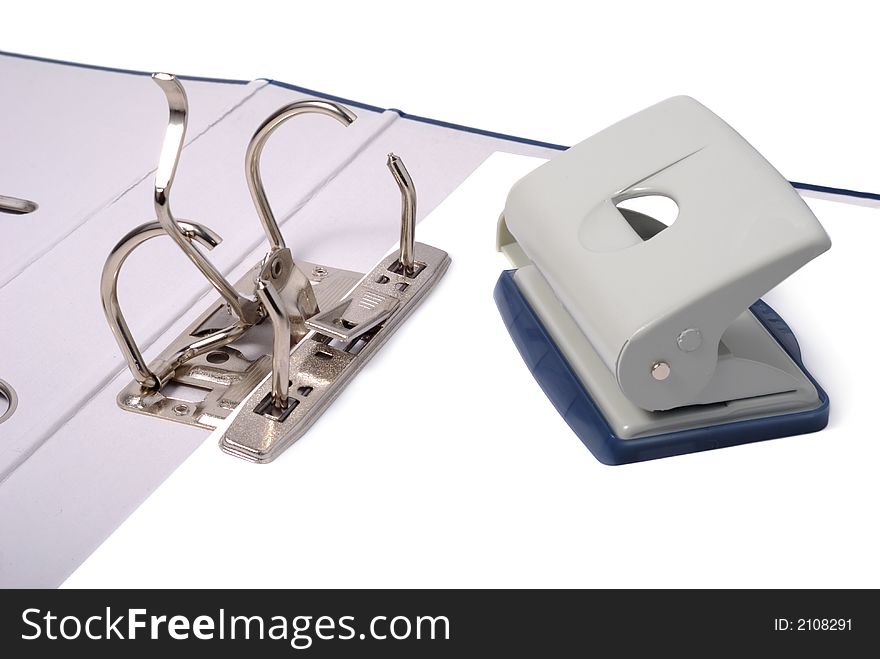 Couple of office tools over white background. Couple of office tools over white background