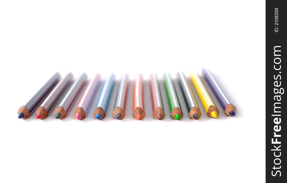 Small quantity of crayons isolated over white background. Small quantity of crayons isolated over white background