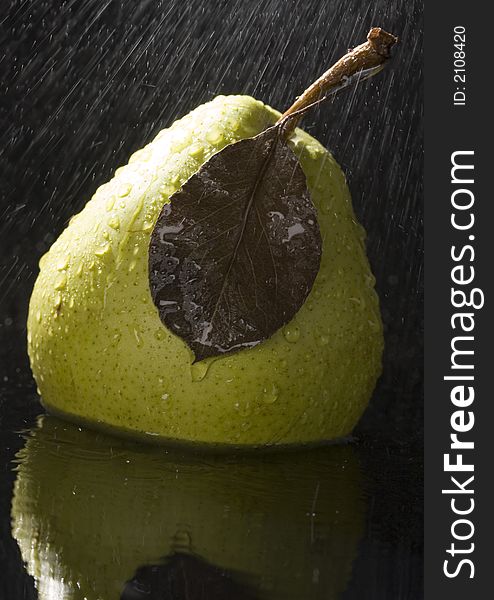 Pear in rain