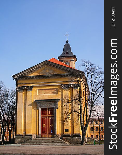 Yellow Empire church standing in Czech republic