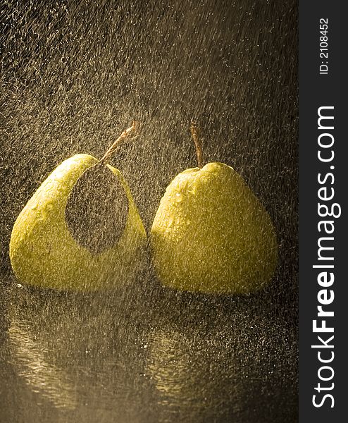 Pears in rain